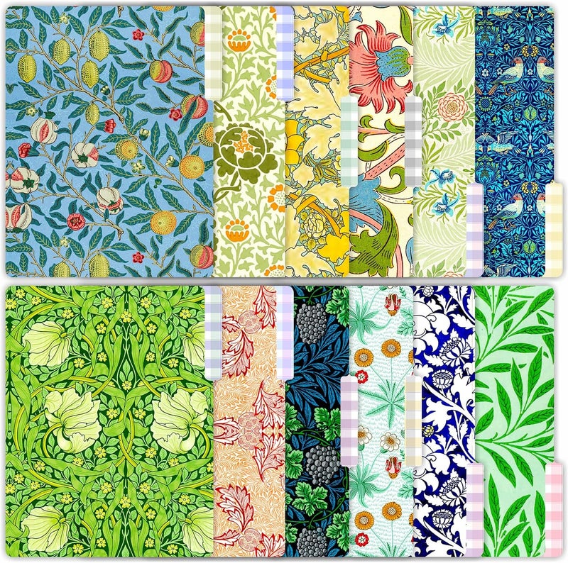 PARTH IMPEX 12 Pack William Morris Decorative File Folders, 1/3 Cut Tab with Assorted Positions, Letter Size Paper Holders (9.75” x 11.75”) Matte Finish Laminated for Office School Work - Image 1